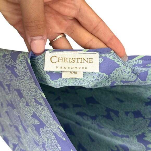 Vintage Silk Paisley Vneck Maxi Slip Dress Blue Size Medium Fairy Romantic Y2K - Picture 4 of 6